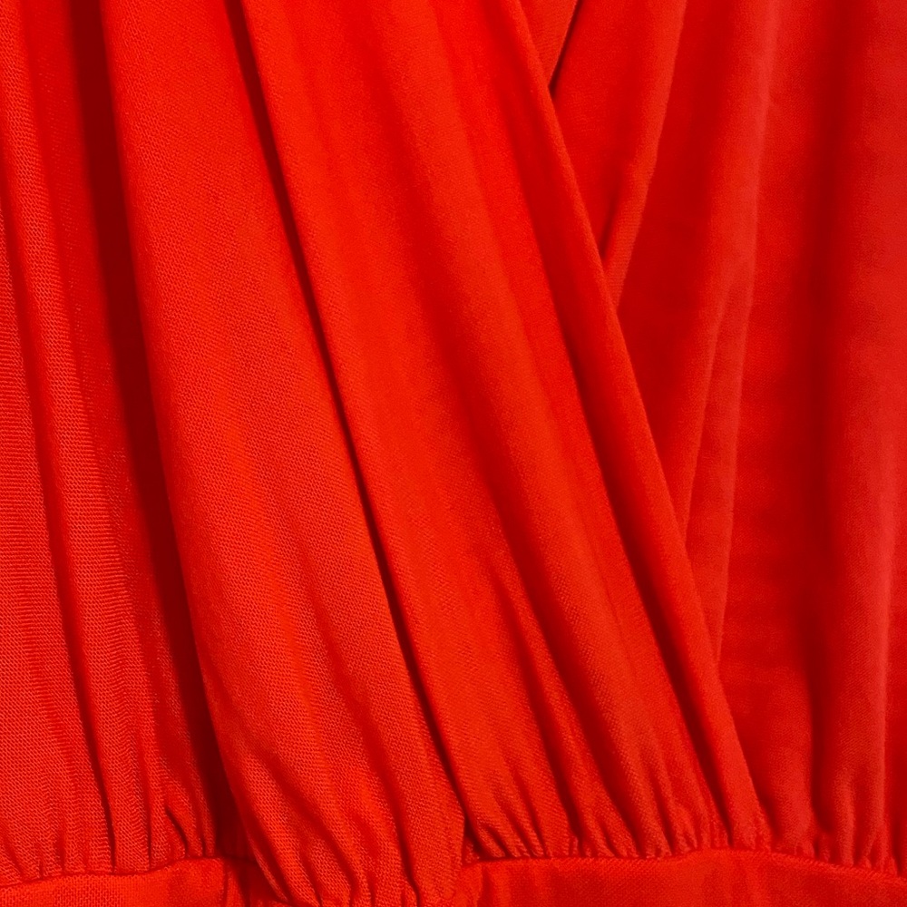 BRIGHT RED LONG SLEEVE RUCHED DRESS- 2XL - Picture 5 of 6